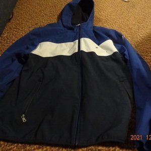 Tommy Hilfiger Blue with White Strip Coat W/ Hood Size XXL